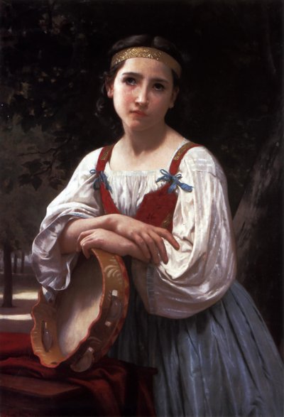 Jeune Fille Gitane avec un Tambour Basque - William Adolphe Bouguereau